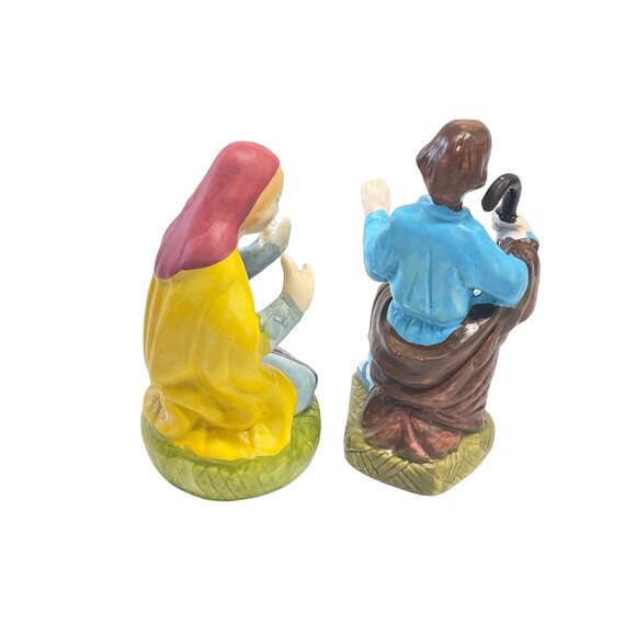 Vintage Hand-Painted Ceramic Nativity Figurines Set Of 2 Mother Mary Joseph - Picture 4 of 7